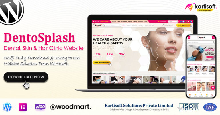 DentoSplash Dental Skin Hair Care Clinic Website Kartisoft Marketplace