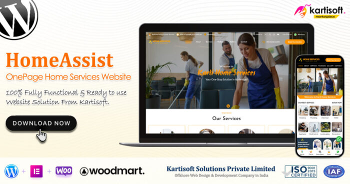 HomeAssist OnePage Home Services Website Kartisoft Marketplace