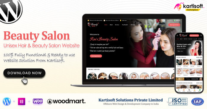 Beauty Salon - Unisex Hair & Beauty Salon Website - Kartisoft Marketplace