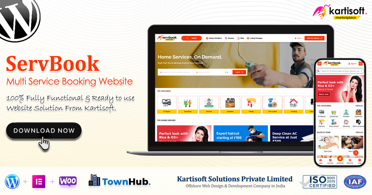 ServBook - Multi Service Booking Website - Kartisoft Marketplace