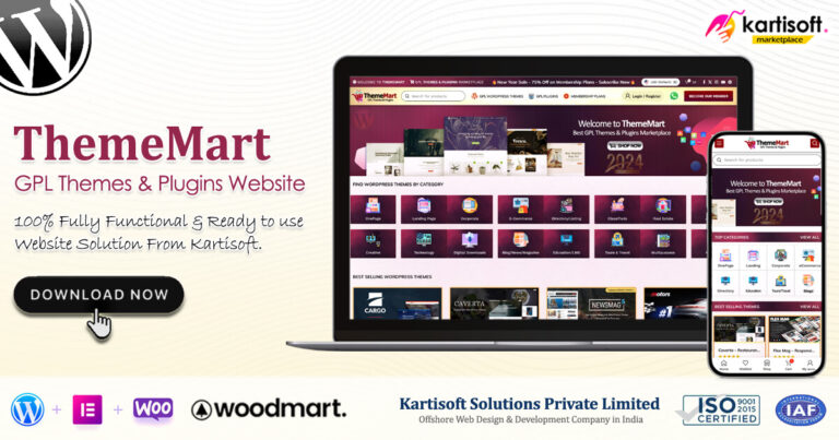 ThemeMart - GPL Themes & Plugins Website - Kartisoft Marketplace